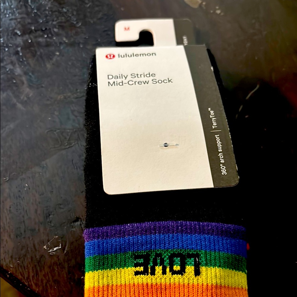 lululemon athletica Black and Rainbow Mid-Crew Socks